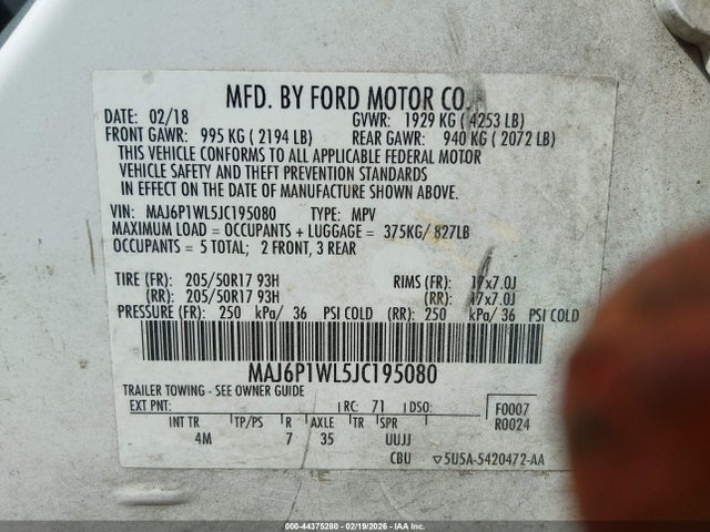 MAJ6P1WL5JC195080 Ford Ecosport Titanium