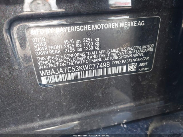 Aukcja sprzedaży 2019 Bmw 530i Xdrive, vin: WBAJA7C53KWC77498, numer aukcji: 44375284