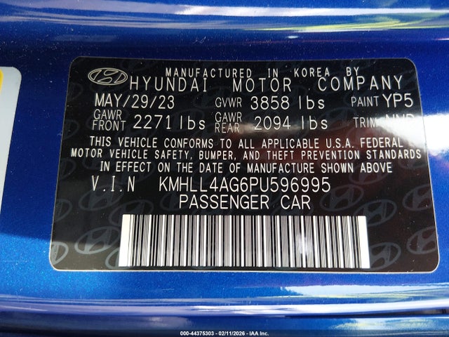 KMHLL4AG6PU596995 Hyundai ELANTRA SE