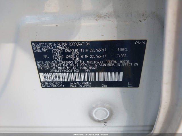 JTMRJREV4GD041800 Toyota Rav4 Hybrid Xle