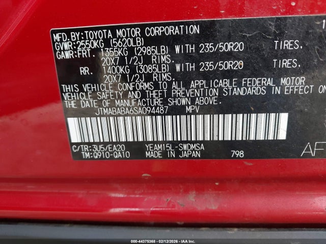Aukcja sprzedaży 2025 Subaru Solterra Limited, vin: JTMABABA6SA094487, numer aukcji: 44375368