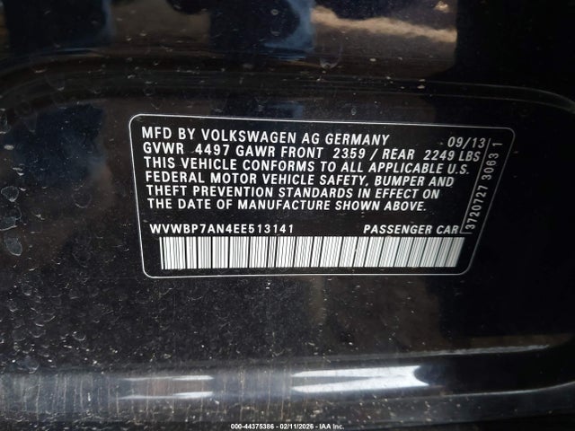 2014 VOLKSWAGEN CC WVWBP7AN4EE513141 Photo 8