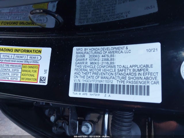 1HGCV1F31MA115312 Honda Accord Sport