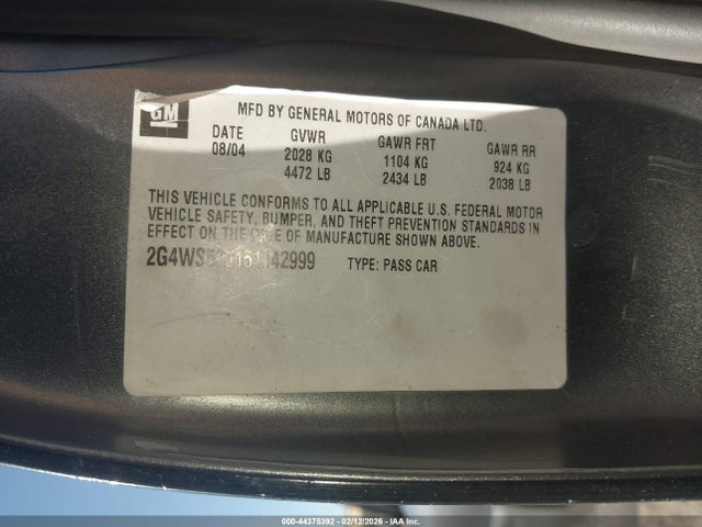 Aukcja sprzedaży 2005 Buick Century, vin: 2G4WS52J151142999, numer aukcji: 44375392