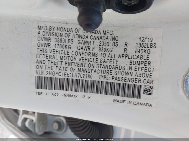 2HGFC1E51LH702180 Honda CIVIC SI SEDAN