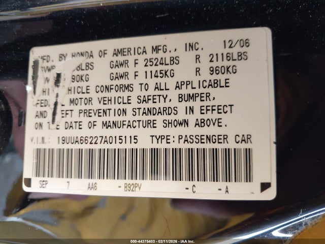 2007 ACURA TL 19UUA66227A015115 Photo 8