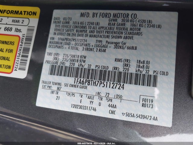 2023 FORD MUSTANG 1FA6P8TH7P5112724 Photo 8