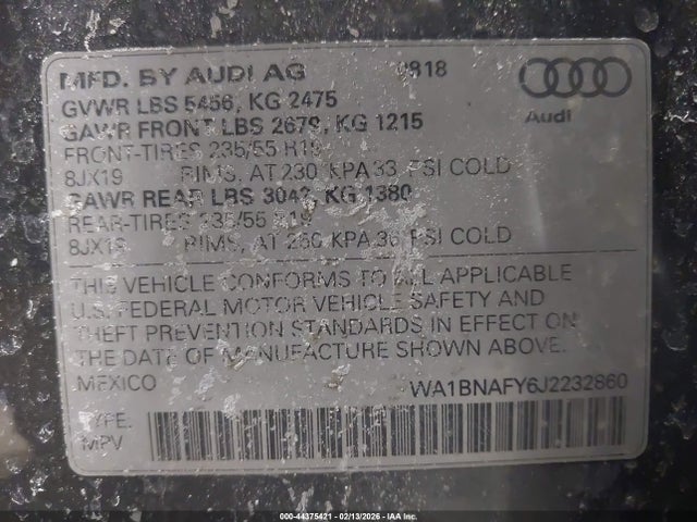 2018 AUDI Q5 WA1BNAFY6J2232860 Photo 8