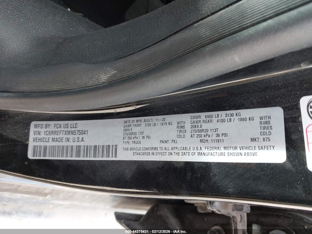 Продаж на аукціоні авто 2021 Ram 1500, vin: 1C6RREFTXMN575041, номер лоту: 44375431