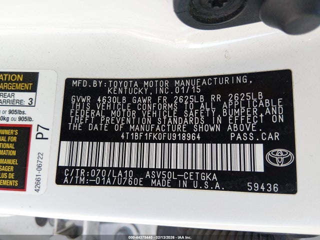 4T1BF1FK0FU918964 Toyota CAMRY XLE