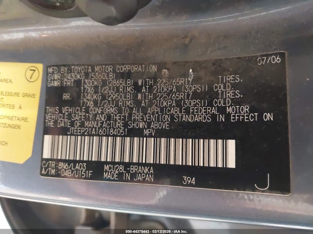 2006 TOYOTA HIGHLANDER JTEEP21A160184051 Photo 8