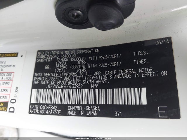 JTEZU5JR7G5133952 Toyota 4RUNNER SR5