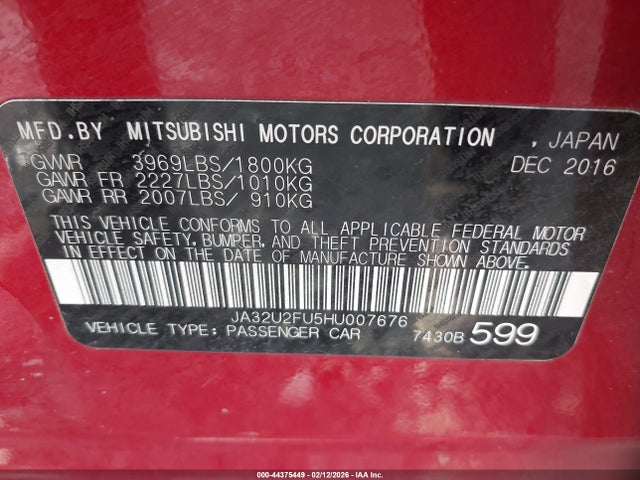 2017 MITSUBISHI LANCER JA32U2FU5HU007676 Photo 8