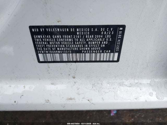 44375454 :رقم المزاد ، 3VW7M7BU8RM013310 vin ، 2024 Volkswagen Jetta 1.5t Se مزاد بيع