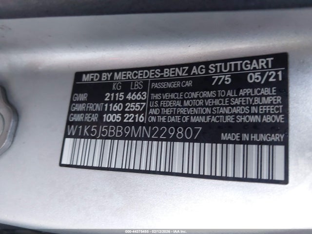 Продаж на аукціоні авто 2021 Mercedes-benz Amg Cla 35 4matic, vin: W1K5J5BB9MN229807, номер лоту: 44375455