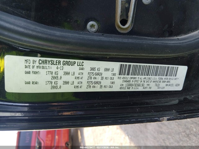 Продаж на аукціоні авто 2013 Ram 1500 Laramie, vin: 1C6RR6NT8DS661361, номер лоту: 44375477