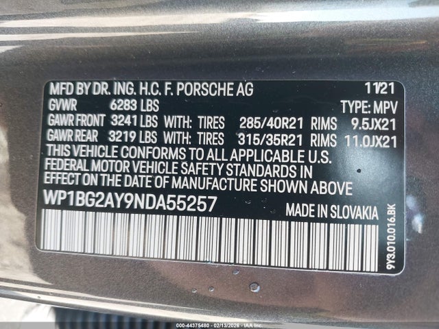 WP1BG2AY9NDA55257 Porsche Cayenne Coupe Gts