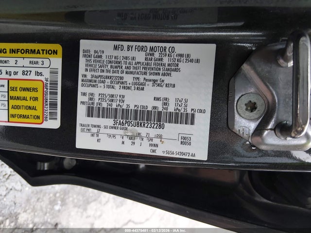 2019 FORD FUSION ENERGI 3FA6P0SU8KR232280 Photo 8