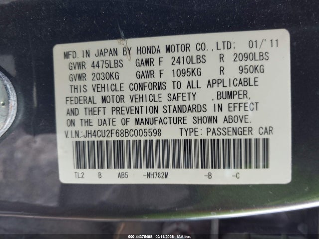 2011 ACURA TSX JH4CU2F68BC005598 Photo 8