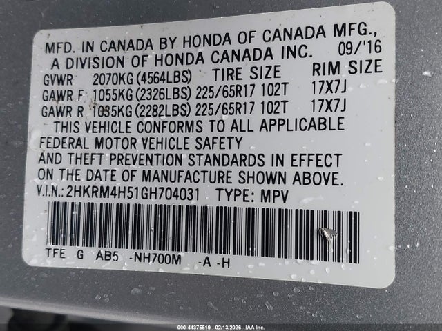 2HKRM4H51GH704031 Honda CR-V EX