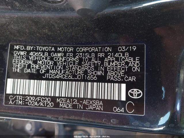 JTDS4RCE6LJ011656 Toyota COROLLA SE