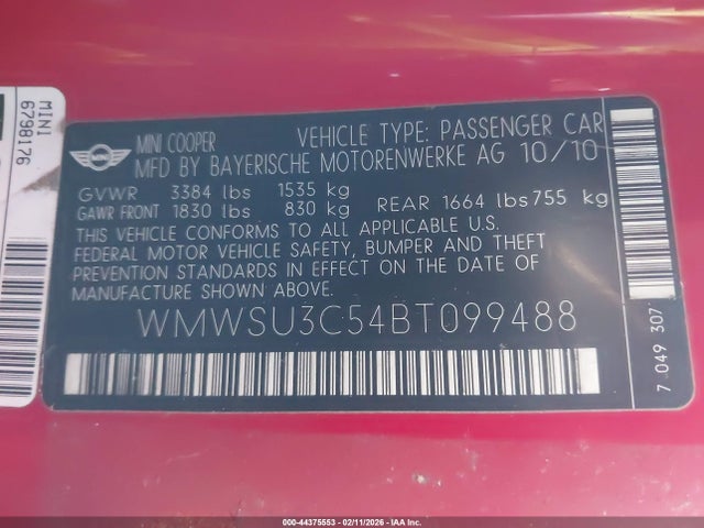 2011 MINI COOPER WMWSU3C54BT099488 Photo 8
