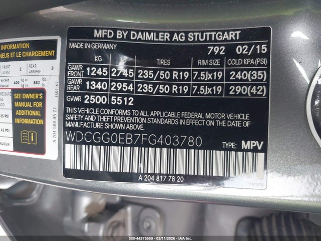 2015 MERCEDES-BENZ GLK 250 BLUETEC WDCGG0EB7FG403780 Photo 8