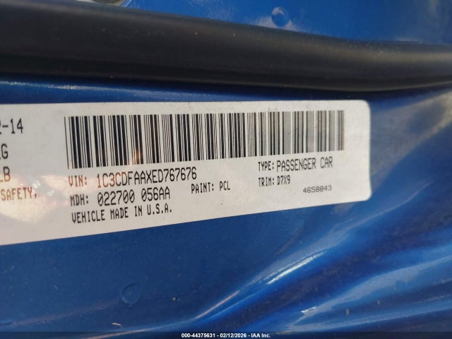 1C3CDFAAXED767676 Dodge DART SE