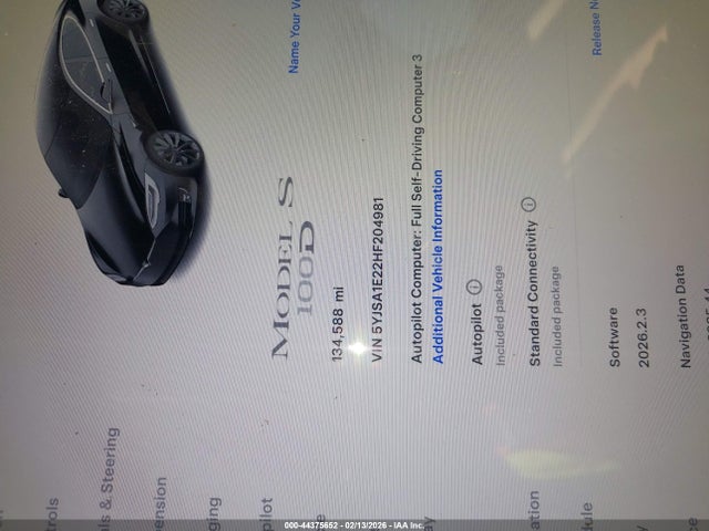 Aukcja sprzedaży 2017 Tesla Model S 100d/60d/75d/90d/p100d, vin: 5YJSA1E22HF204981, numer aukcji: 44375652