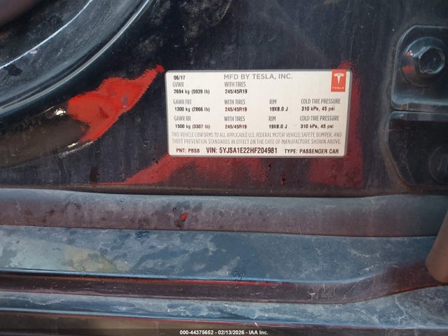 Aukcja sprzedaży 2017 Tesla Model S 100d/60d/75d/90d/p100d, vin: 5YJSA1E22HF204981, numer aukcji: 44375652