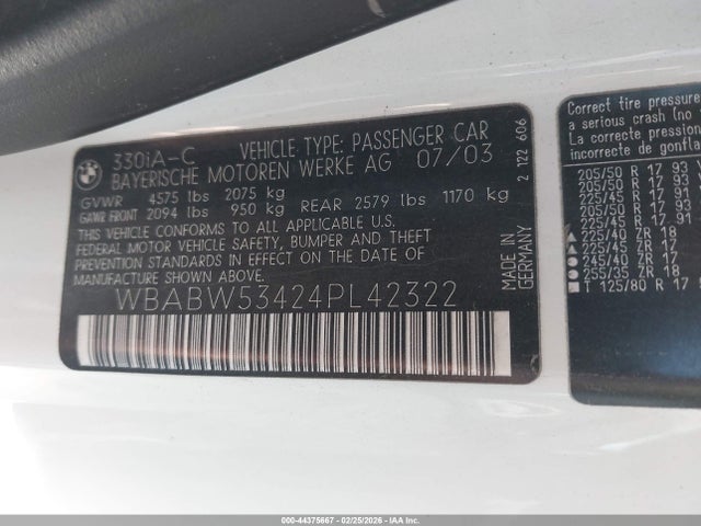 2004 BMW 330CI WBABW53424PL42322 Photo 8