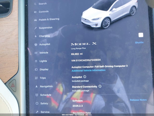 Aukcja sprzedaży 2020 Tesla Model X Long Range Dual Motor All-wheel Drive/long Range Plus Dual Motor All-wheel Drive, vin: 5YJXCAE20LF243934, numer aukcji: 44375692