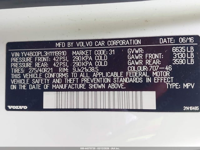 2017 VOLVO XC90 HYBRID YV4BC0PL3H1119910 Photo 8