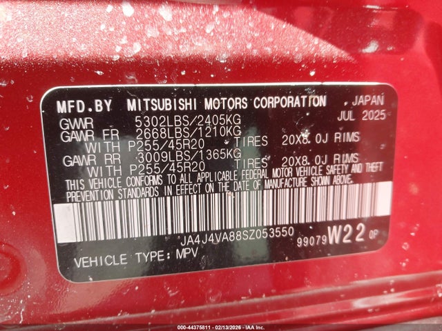 Aukcja sprzedaży 2025 Mitsubishi Outlander Se 2.5 S-awc, vin: JA4J4VA88SZ053550, numer aukcji: 44375811