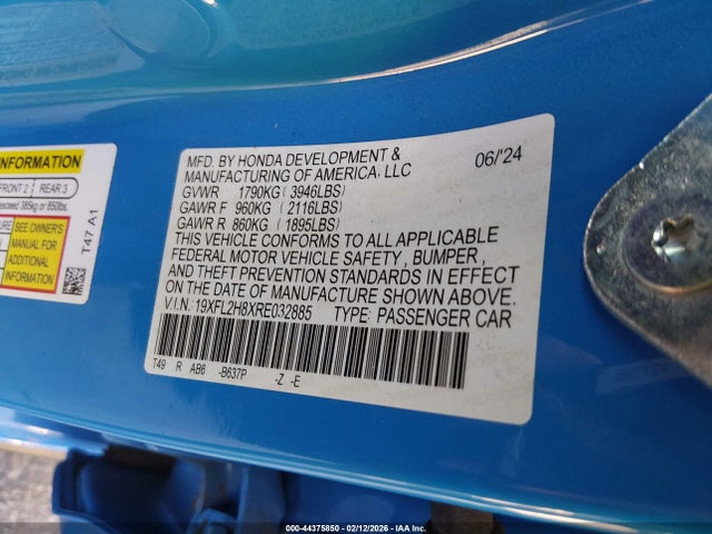19XFL2H8XRE032885 Honda Civic Sport