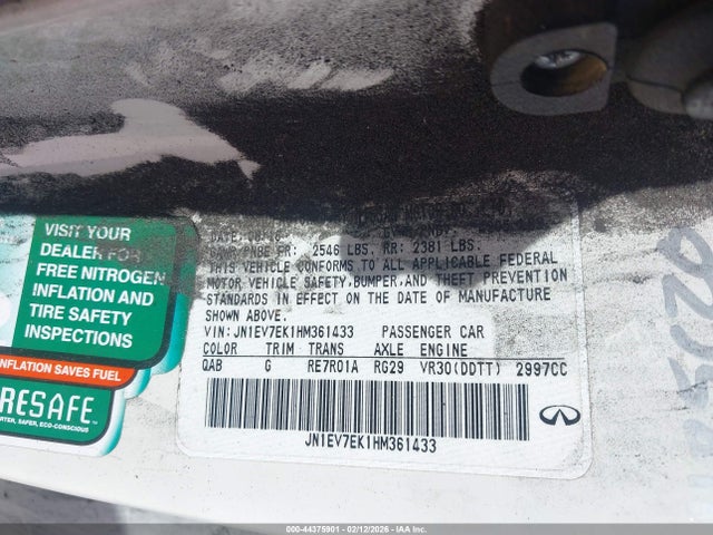 Продажа на аукционе авто 2017 Infiniti Q60 3.0t Premium, vin: JN1EV7EK1HM361433, номер лота: 44375901