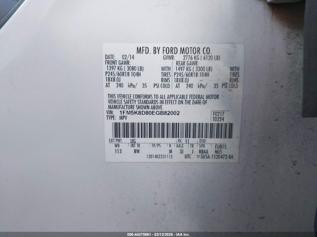 Ford EXPLORER XLT 2014 1FM5K8D80EGB82002 Image 9