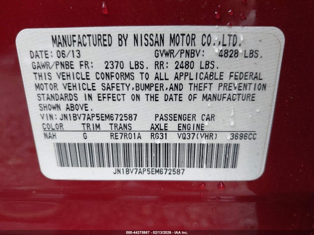 JN1BV7AP5EM672587 Infiniti Q50 Premium