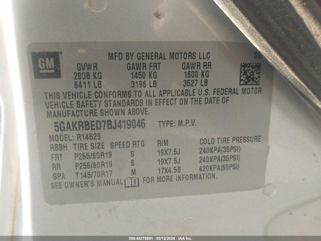 Продажа на аукционе авто 2011 Buick Enclave 1xl, vin: 5GAKRBED7BJ419046, номер лота: 44375991