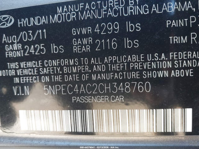 2012 HYUNDAI SONATA 5NPEC4AC2CH348760 Photo 8