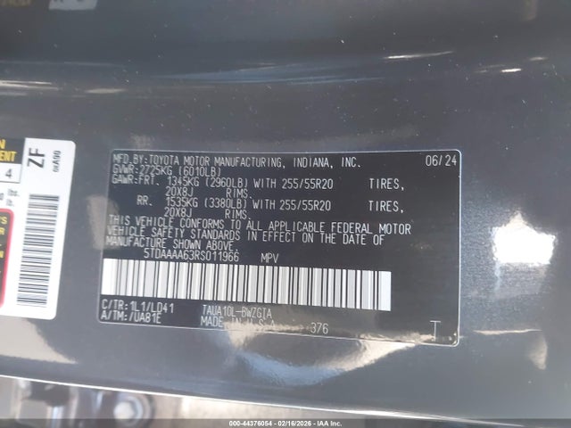 Aukcja sprzedaży 2024 Lexus Tx 350 Luxury, vin: 5TDAAAA63RS011966, numer aukcji: 44376054