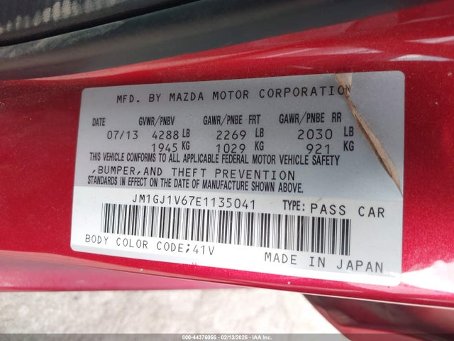 JM1GJ1V67E1135041 Mazda Mazda6 I Touring