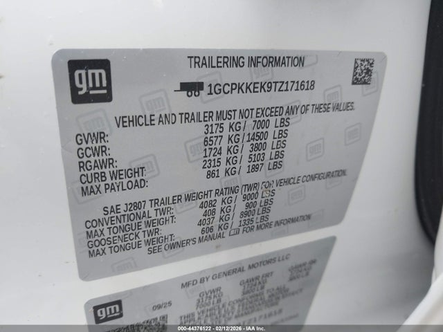 1GCPKKEK9TZ171618 Chevrolet Silverado 1500 4wd Short Bed Lt With 2fl