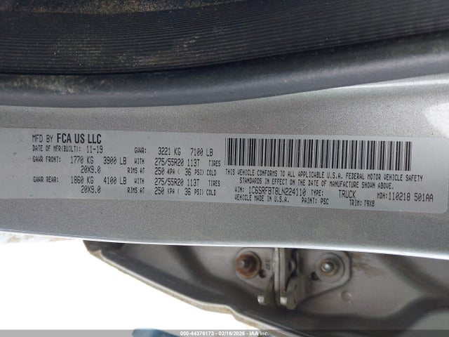 2020 Ram 1500 Big Horn  4x4 6'4 Box მანქანა იყიდება აუქციონზე, vin: 1C6SRFBT8LN224110, აუქციონის ნომერი: 44376173