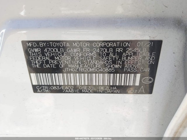 2021 LEXUS IS 350 JTHGZ1B20M5040885 Photo 8