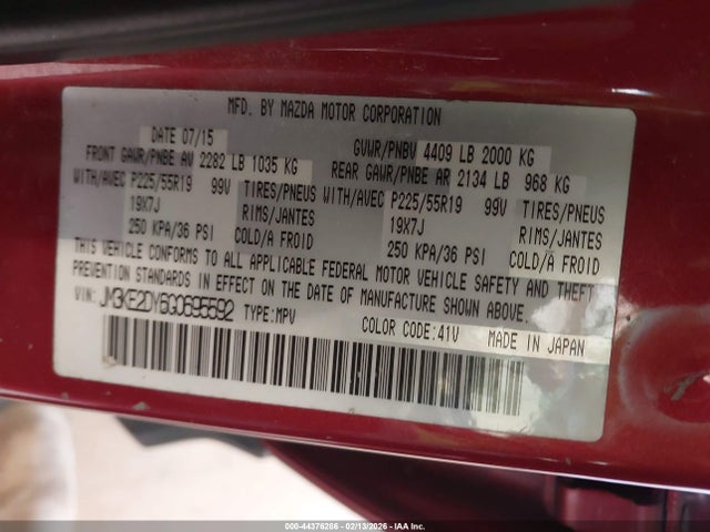 44376286 :رقم المزاد ، JM3KE2DY6G0695592 vin ، 2016 Mazda Cx-5 Grand Touring مزاد بيع