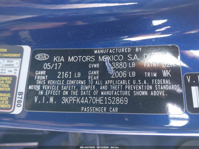 3KPFK4A70HE152869 KIA FORTE LX