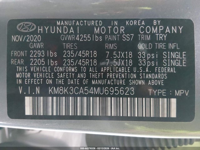 2021 HYUNDAI KONA KM8K3CA54MU695623 Photo 8