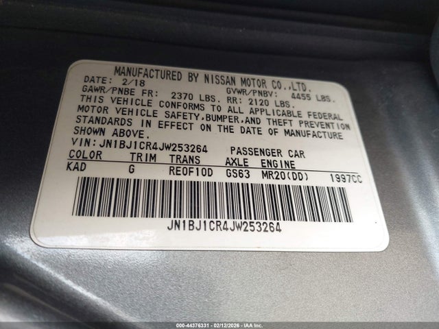 JN1BJ1CR4JW253264 Nissan Rogue Sport Sl