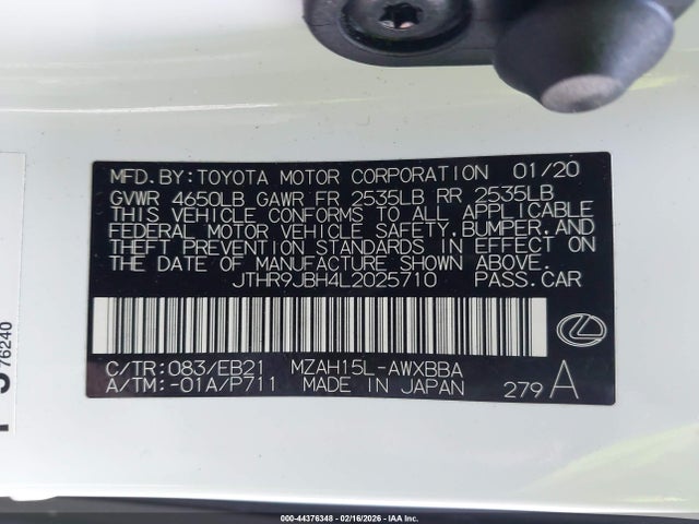 2020 LEXUS UX 250H JTHR9JBH4L2025710 Photo 8